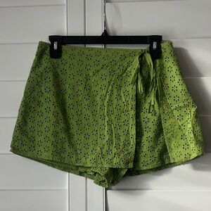 Forever 21 Lime Eyelet Wrap Skort